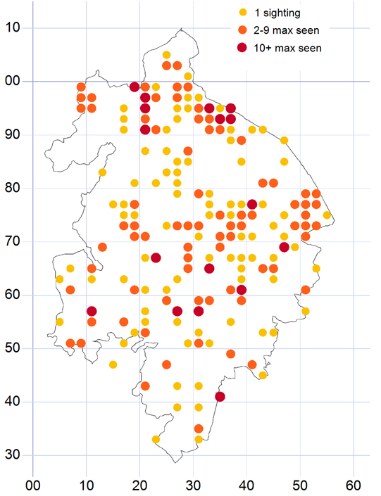 Distribution of the Red Admiral 2005-2009 inclusive
